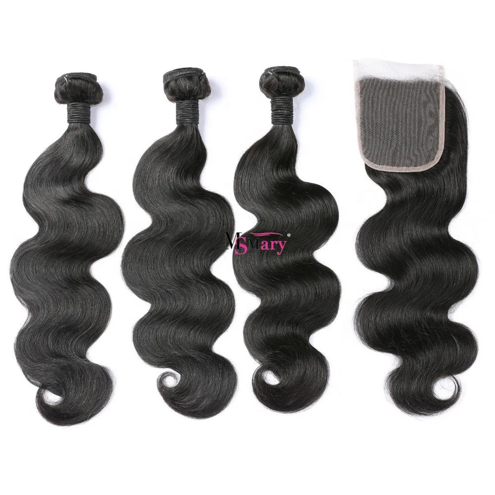 

Natural Color Body Wave Bundles With Closure Peruvian 100% Human Hair Funmi Human Hair for Blackwomen