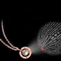 

100 Language I Love You Crystal Rhinestone Fashion Pendant Projection Necklace