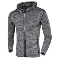 

2019 Long Sleeve Reflect Light Front Zip Sweat Wicking Running Training Sport Jacket Men With Hood