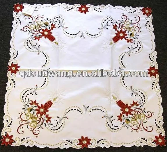 
table linen with embroidery and cutwork 