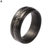 Custom ring joyeria stainless steel cable inlay 100% carbon fiber ring