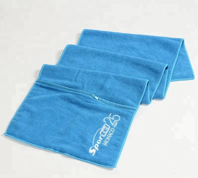China Supplier Microfiber Gym Towel With Zipper Pocket Buy Gym Towel