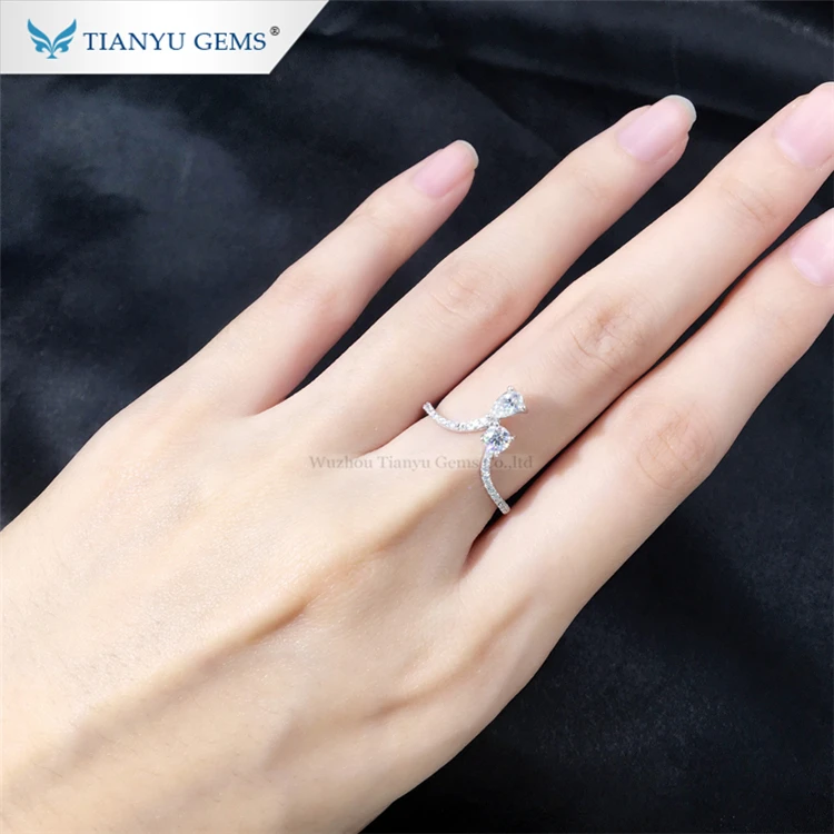 Tianyu gems fashion irregular cheap jewellery 925 sterling silver gold plated moissanite ring for women .jpg