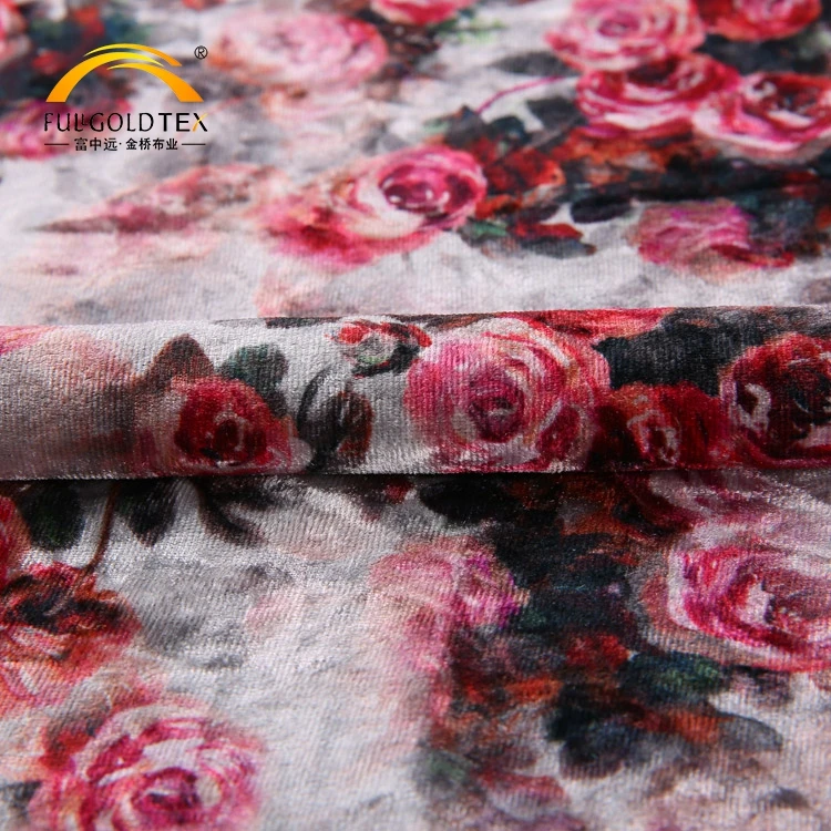 
High quality polyester spandex digital print diamond microfiber stretch velvet fabric 