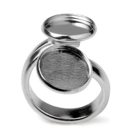 

5 PCS/bag Adjustable 12MM Double Open Ring Cabochon Tray Base Bezel Blank