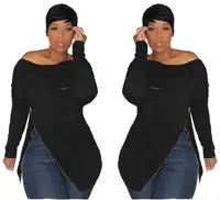 

HB039 women fashion one shoulder zipper top hoodies