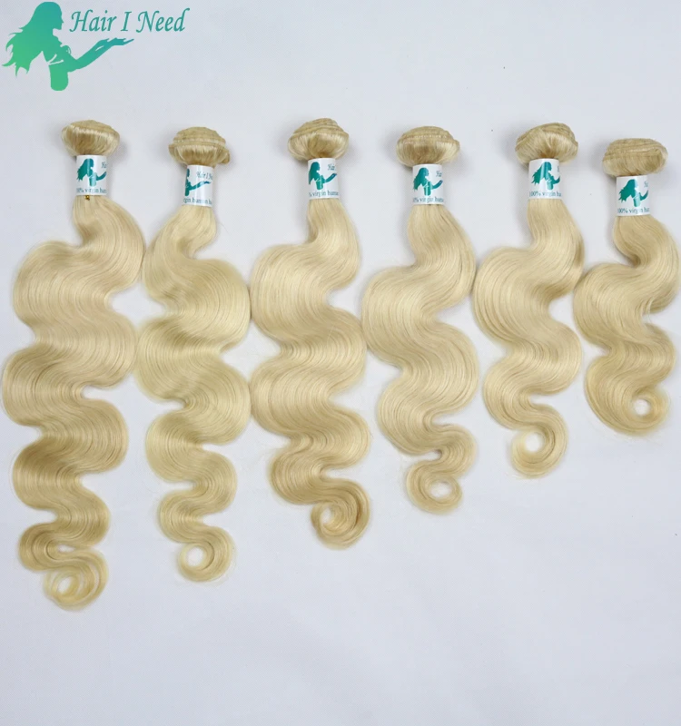 

613 Blonde wavy Indian Human Hair Unprocessed body wave Hair Extensions