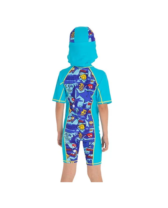 Boys Rashguard One Piece Swimsuit Short Sleeve Summer Uv Sun Protection