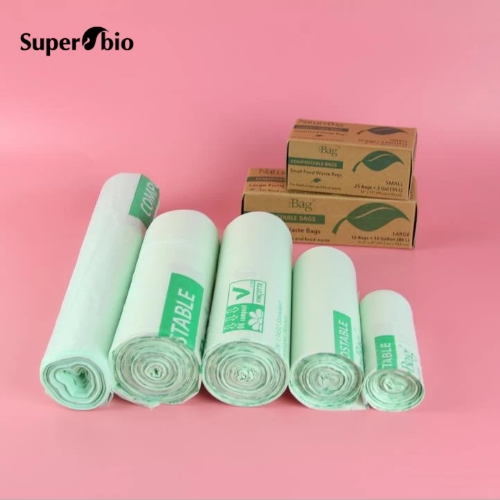 
PLA Corn Based Compostable Bags Bioplastic 100% Biodegradable Plastic Trash Bags Garbage Waste Bags 