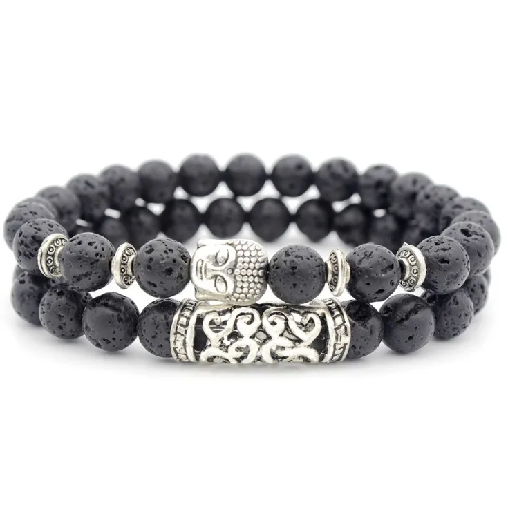 

2019 Hot Sale Buddha Charm Cheap Turquoise Beads Lava Stone Essential Oil Bracelet, As the picture or customize