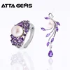 Natural Amethyst Sterling Silver Rings Pendants For Women Wedding Jewelry 8 Carats Mother's Gift s925 Pearl Necklace Jewelry