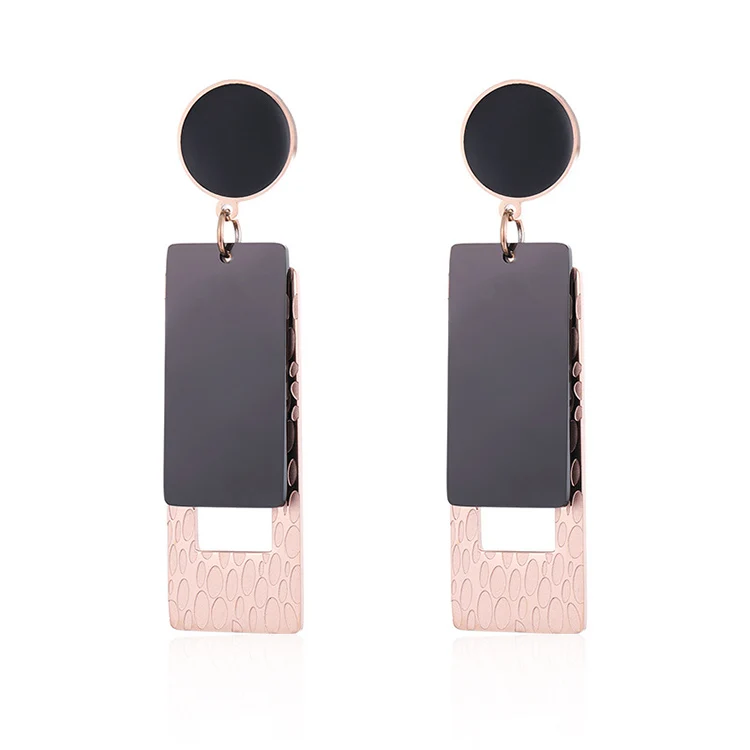 

Custom Artificial Jewelry 316l Stainless Steel Earring, Rose gold, black