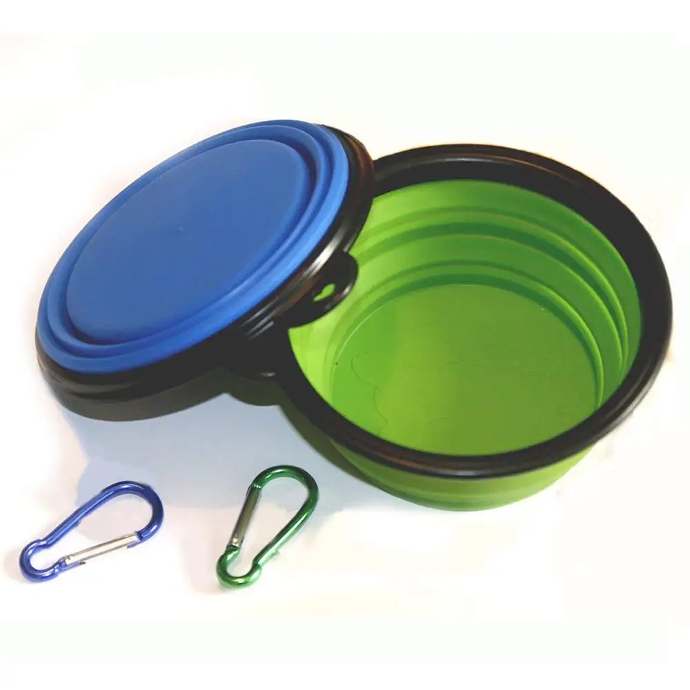 

Collapsible Dogl Foldable Expandable Carabiner Cup Dish for Pet Cat Food Water Feeding Portable Travel Bowl