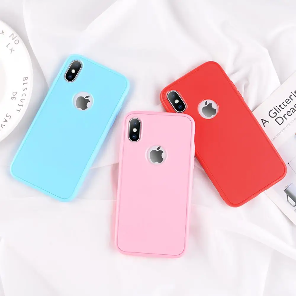 USLION 2 in 1 Soft TPU Cover Case for iPhone X XR Solid Color Phone Case for iphone Xs MAX 6 7 8 Plus