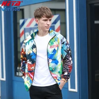 

2019 Fashion personality cartoon figure jacket sublimation custom waterproof fabric for Men's jacket