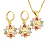 DTINA Saudi 18 k Gold Plated Crystal Enamel Joyeria Pendant and Earrings Bridal Jewelry Set for Woman