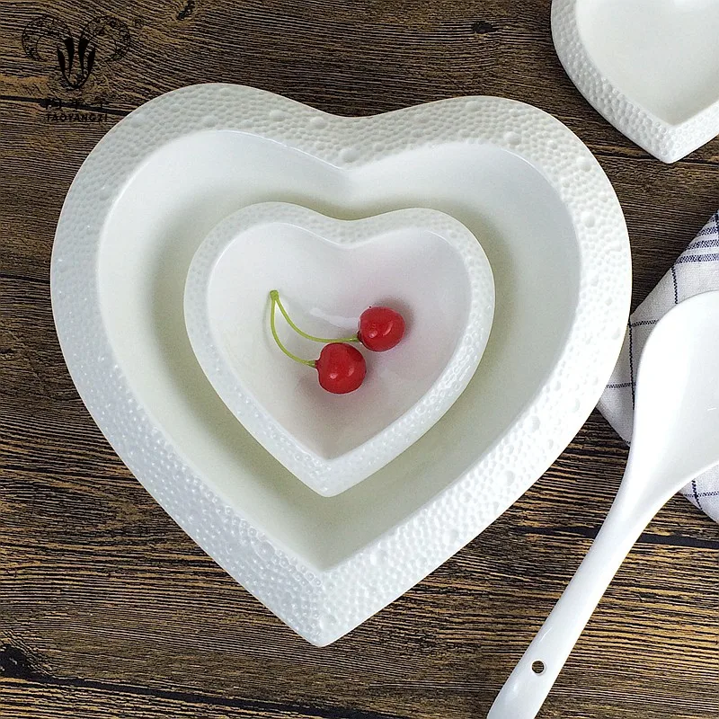 Popular Ceramic Heart Shape Serving Plate/dish/bowl For Valentine's Day