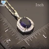Rhodium plated deep blue crystal artificial jewelry set includes ring earring and pendant