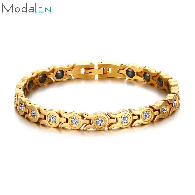 

Modalen OEM ODM Women Stainless Steel Gold 2000 gauss power magnetic bracelet for health, Customized color