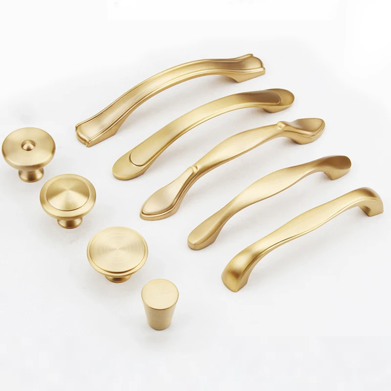 

Gold solid brass Door Handles Kitchen Cabinet Handles And Knobs for Furniture Hardware C-2000