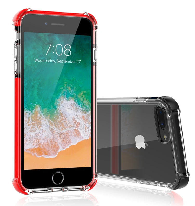 

Phone Accessories Mobile Crystal Transparent Case for iphone 8P, for Apple iphone 8 Plus Case, Black/red/ customized