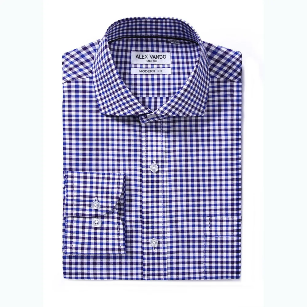 

OEM high quality slim fit cotton plaid fabric dress men office shirts