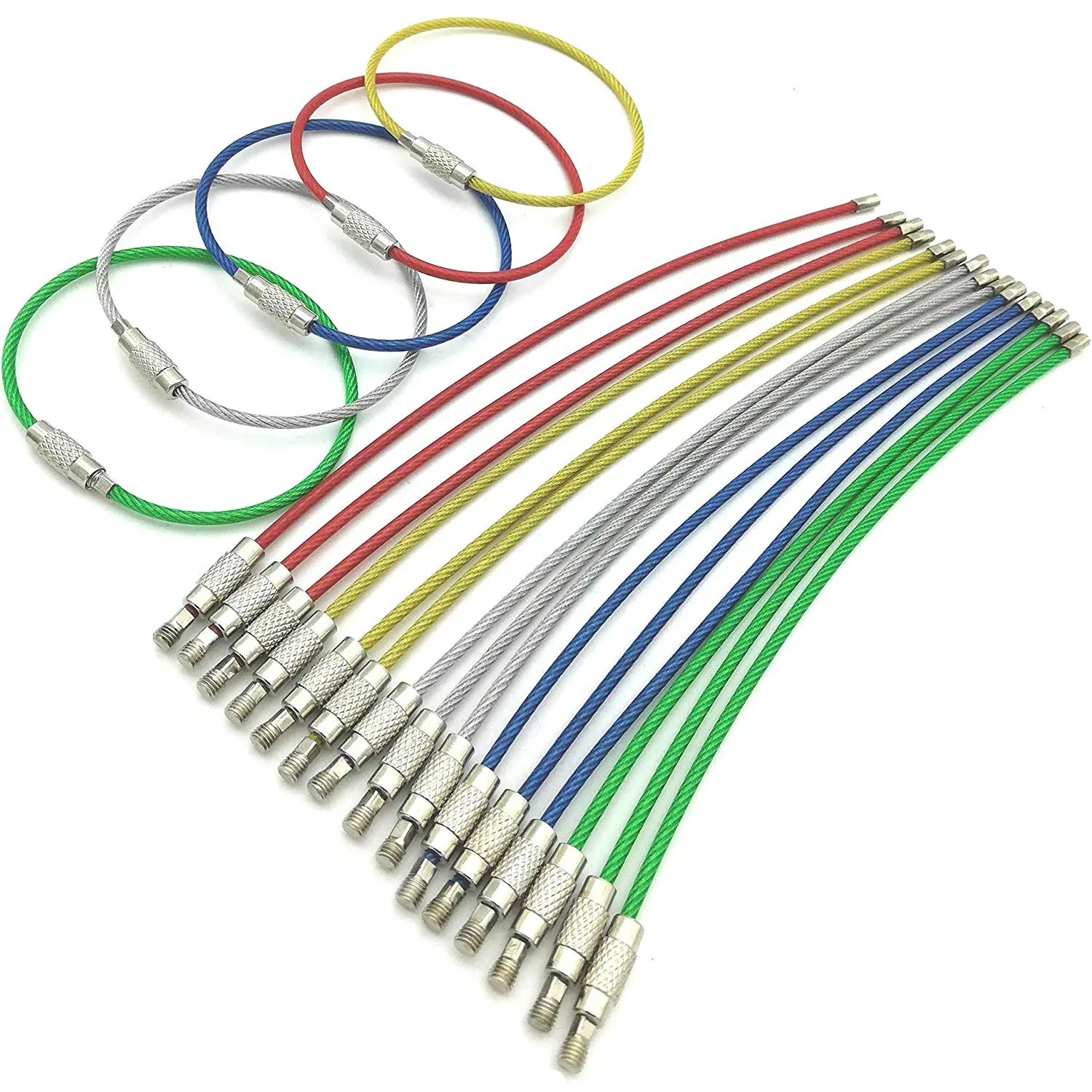 Wire Keychain Cable Nylon Coated Stainless Steel Key Rings Loops for