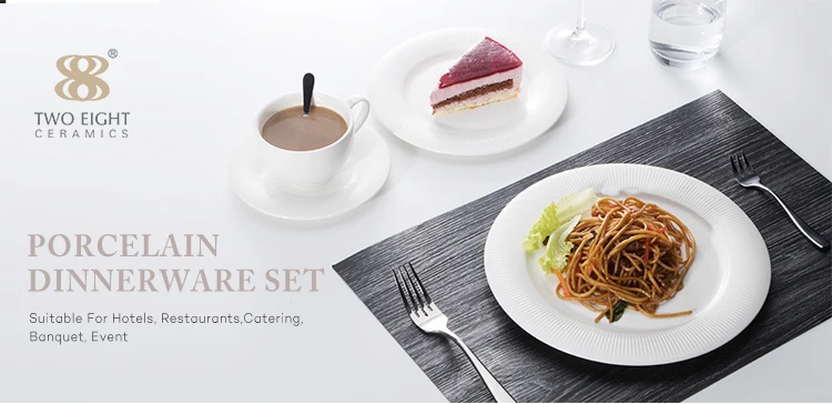 Italia Catering 4pc Porcelain Dinner Set, Banquet Hall Crockery Dinnerware Sets, Catering Plates&