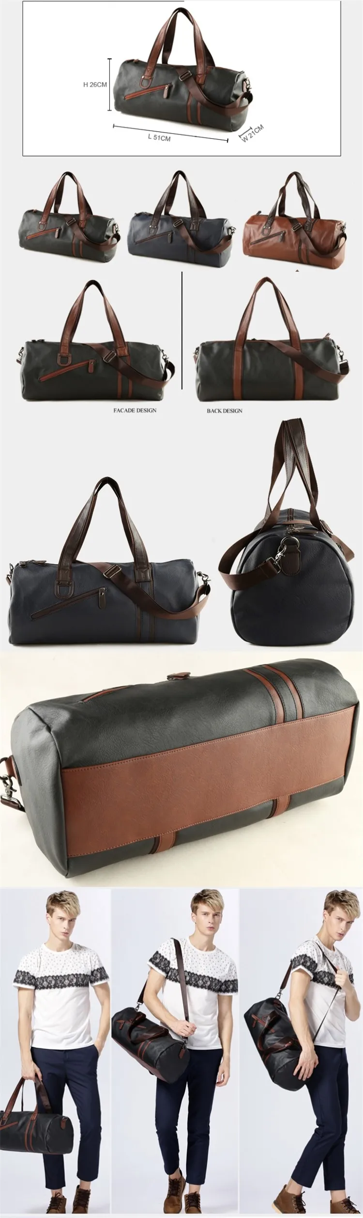 custom small mens leather duffle bag for gym and sports