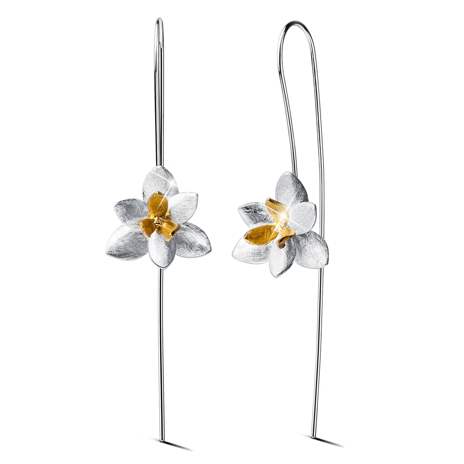 

Cute Blooming Flower Drop sterling silver earring, As photo