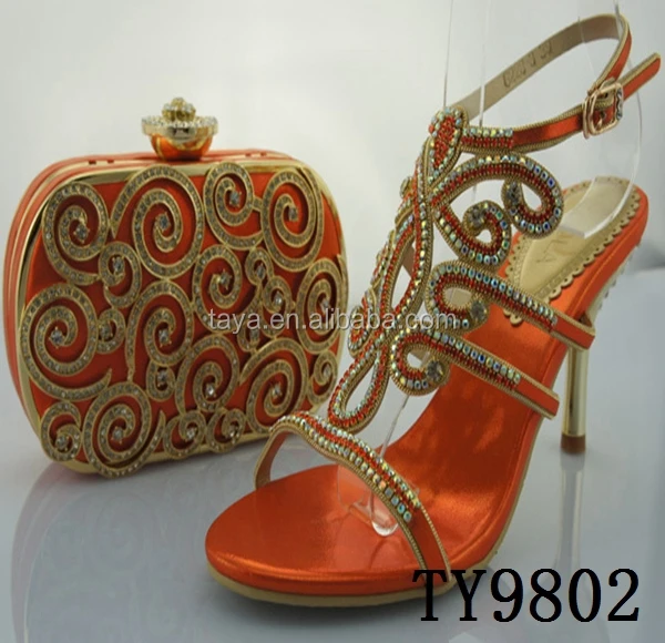 orange shoes and bag for wedding