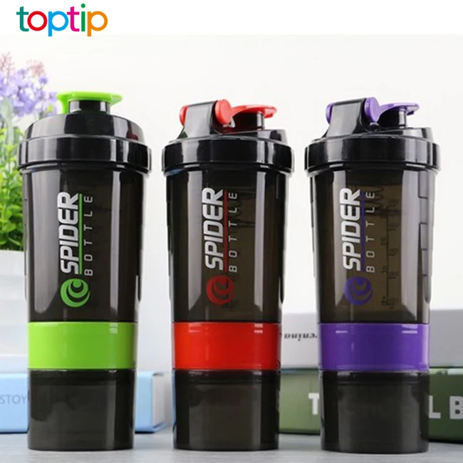 

Custom logo shaker bottle three layers protein powder shaker Bottle, Customized color