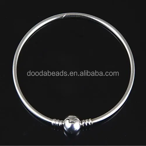 

Genuine 925 Sterling Silver Bangle Bracelet with Clip Beads for European Charms