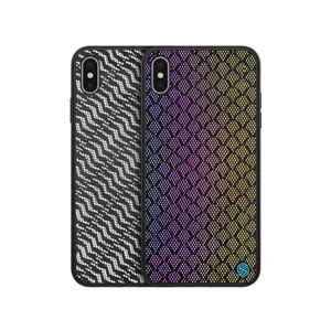 NILLKIN 5 in 1 Twinkle PC TPU PU Leather Reflective glass Light Phone Case Cover For Iphone Xs Max