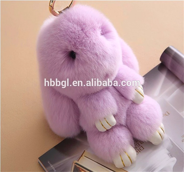 CHMIING Bunny Keychain Soft Cute Rex Rabbit Fur Keychain Car Handbag Keyring  at  Women's Clothing store