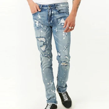 Bleach Dye Wash Jeans Men Distressed Ankle Zipper Pant Jeans 2018 - Buy ...
