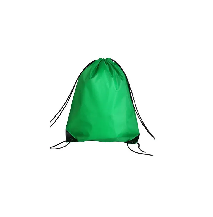 

Wholesale nylon drawstring backpack printed drawstring bag with zipper pocket kids backpack