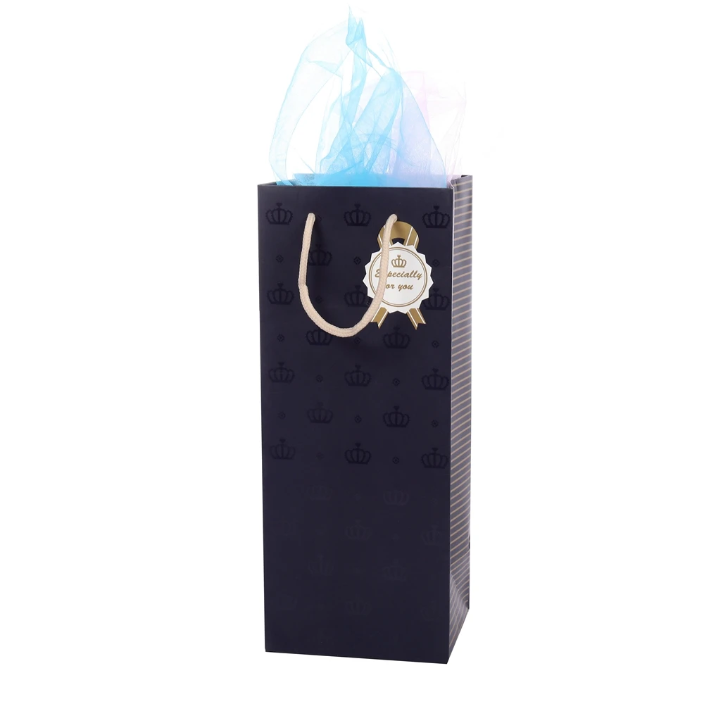 Eco-friendly Luxury Design Printing A Crown Wrapping Kraft Paper Bag With Rope Handles