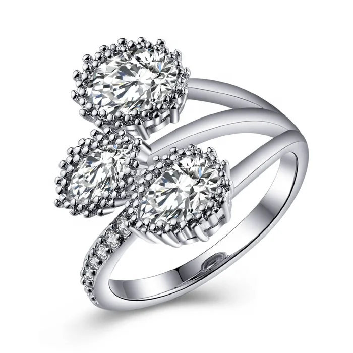 

New Leaves Shape Exquisite Rings Three Stone Ring For Women