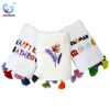 100% Cotton White Cute Thick Embroidery 35*75 Face Tassel Towel With Fringe
