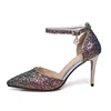 Free shipping micro fiber pumps with sequins pointy toe high heel shoes