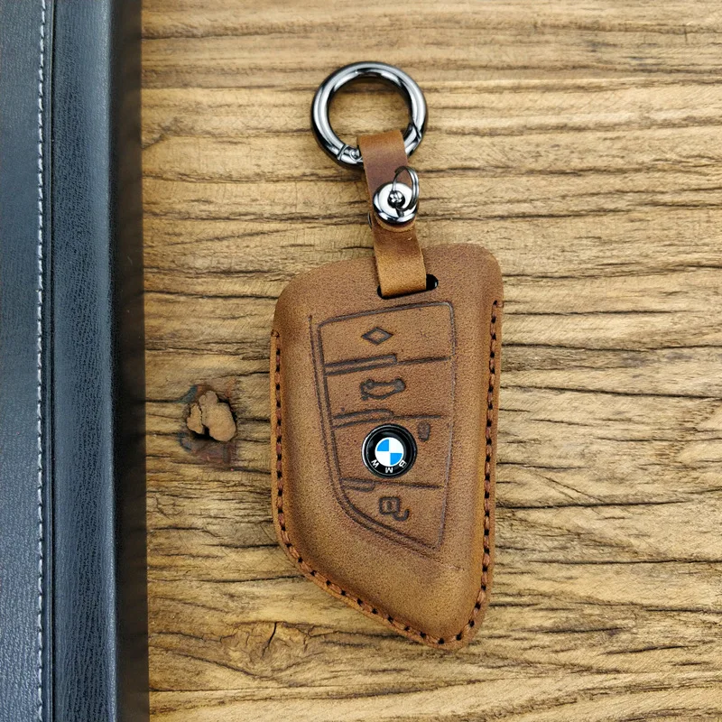 brown leather key case