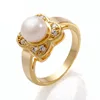 Gold plated 8mm freshwater cultured pearl cz ring