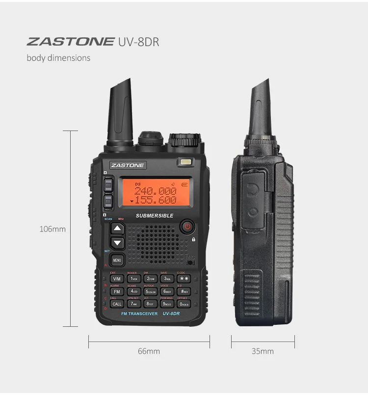 Zastone UV-8DR Handheld UHF VHF Ham radio with 128 groups channels ...