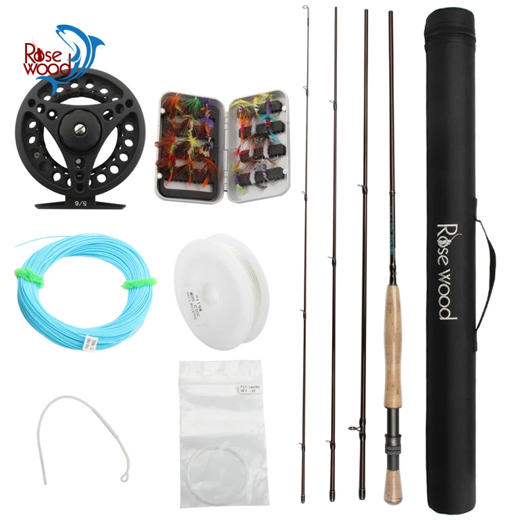 

Rosewood 5/6 fly fishing rod and reel combo 2.7m with metal fly reel fishing line 24pieces fly lure hook set fishing case pole