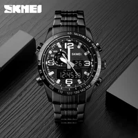 

Skmei 1453 black fashion stainless steel custom brand watch men clock wrist made in China