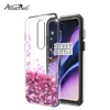 OEM Rose Gold for Oneplus 7 Pro / 6T / 5T Liquid Moving Shiny Quicksand Glitter Double Protective with PC Layer TPU Bumper Case