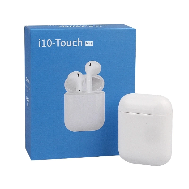 

2019 New IN STOCK i10 Touch Earphone Headphones BT 5.0 Earphone Wireless Auto Pairing Auto Power on for all of smartphones, White