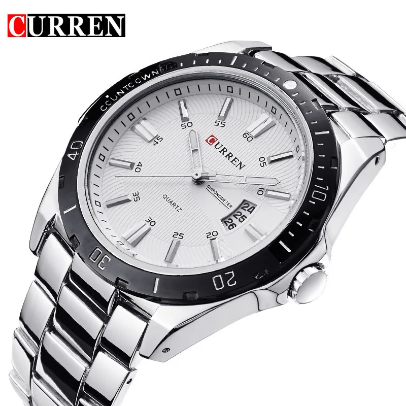 

Curren wrist watch for men stainless steel back quartz quality watches, One colour