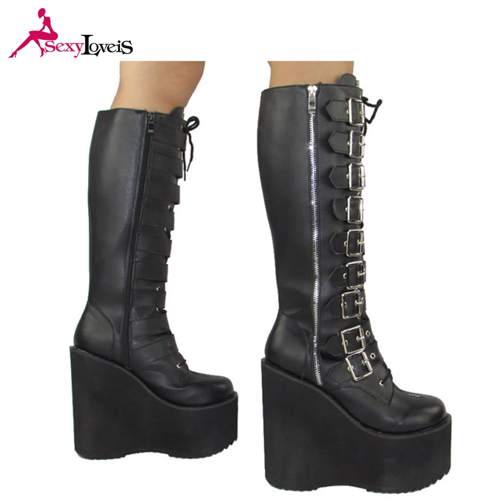 womens knee high wedge boots